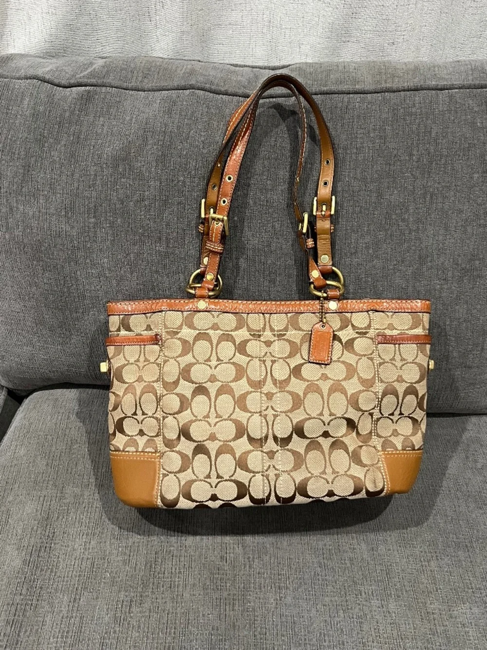 Coach Signature Tote with Leather Trim 11237